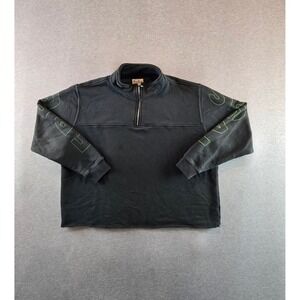 Fred Segal Quarter Zip Sweatshirt Mens 1 Small Black Neon Green Logo Sleeve LA